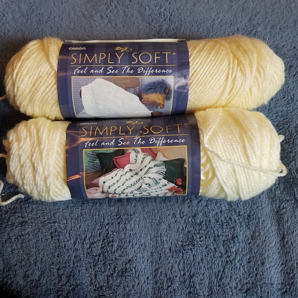 Caron Simply Soft Yarn 2 Skeins Fisherman Off White NEW Worsted Acrylic 4 Ply